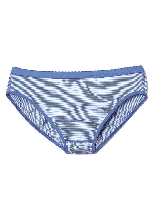 Gap Women Stretch Cotton High Cut Bikini - Mini Stripe Cabana Blue