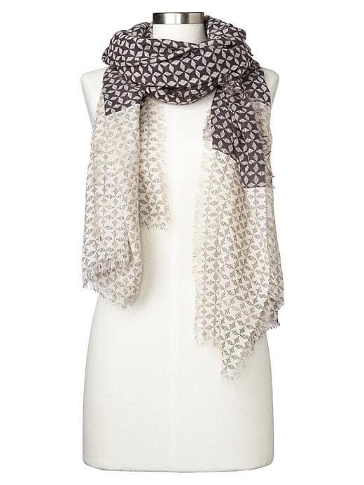 Gap Women Merino Wool Blend Print Scarf - True Black