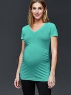 Gap Women Pure Body Short Sleeve V Neck Tee - Scuba Green
