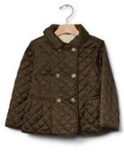 Gap Warmest Quilted Peplum Peacoat - Olive