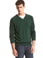 Gap Men Wool V Neck Sweater - Forest Green