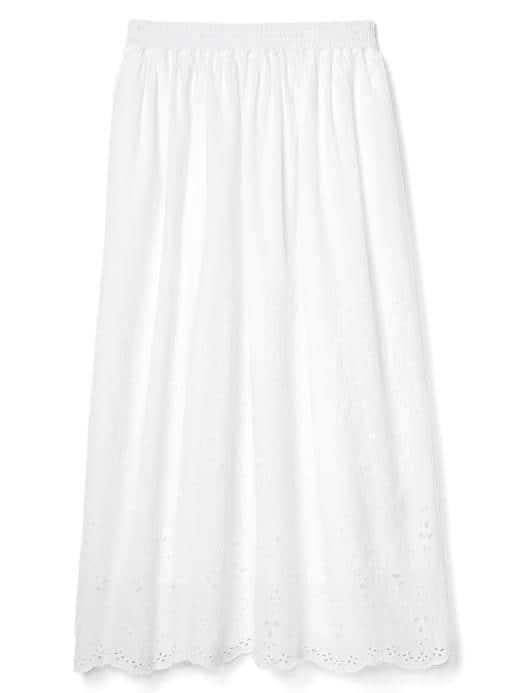 Gap Women Eyelet Lace Midi Skirt - Optic White
