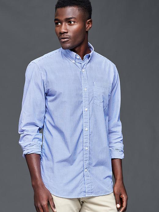 Gap Men Thin Stripe Poplin Shirt - Imperial Blue