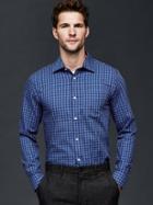 Gap Men Wrinkle Resistant Gingham Shirt - Chrome Blue