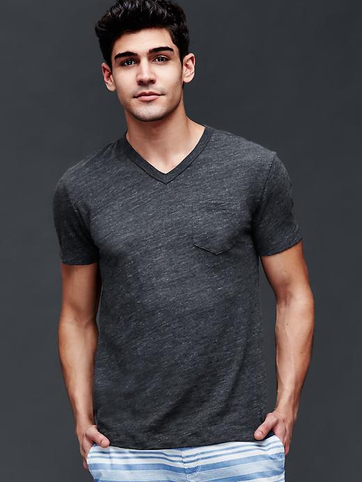 Gap Men Heathered V Neck T Shirt - Midnight Fog