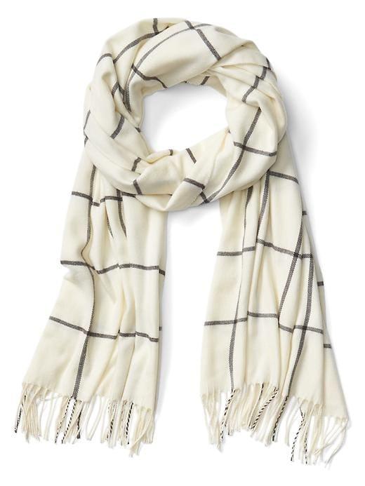 Gap Women Cozy Windowpane Scarf - Snow Caps White