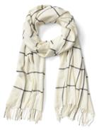 Gap Women Cozy Windowpane Scarf - Snow Caps White