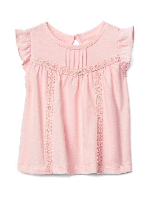 Gap Lace Trim Flutter Top - Pink Cameo