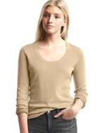 Gap Women Vintage Wash Scoop Neck Sweater - Camel