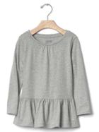 Gap Shirred Peplum Tee - Grey Heather