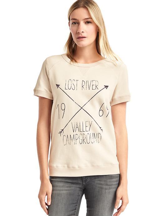 Gap Women Lost River Graphic Short Sleeve Sweatshirt - Oyster