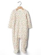 Gap Confetti Printed Filled Footed One Piece - Ivory Frost