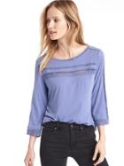 Gap Luxe Crochet Trim Top - Larkspur