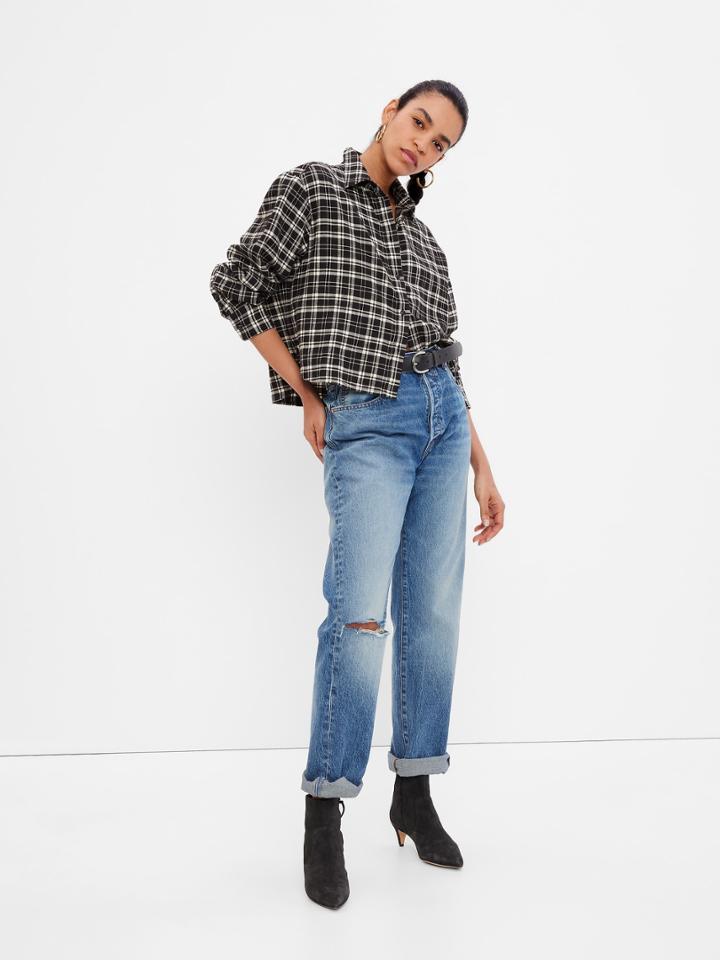 Cropped Flannel Shirt