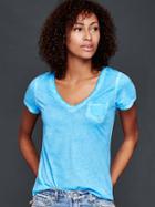 Gap Vintage Wash V Neck Tee - Blue Flash
