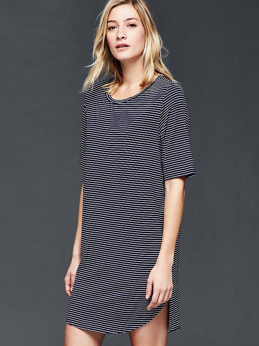 Gap Women Pure Body Essentials T Shirt Dress - Pencil Strp Drk Indigo