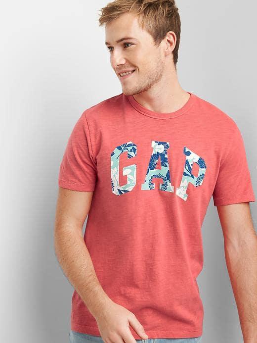 Gap Men Floral Logo Short Sleeve Tee - Spiced Coral