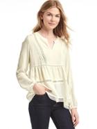 Gap Women Embroidered Trim Peasant Blouse - Snow Cap