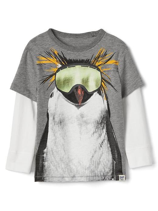 Gap 2 In 1 Polar Graphic Tee - Grey Heather