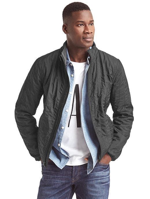 Gap Men Fleece Lined Quilt Jacket - True Black