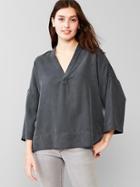 Gap Women Tencel Drapey V Neck Top - Cool Lake Blue