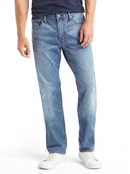 Gap Men Stretch 1969 Straight Fit Jeans - Bright Medium
