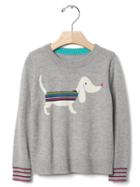 Gap Intarsia Stripe Dog Sweater - Light Heather Gray