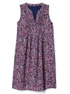 Gap Women Floral Sleeveless Pintuck Dress - Navy Print