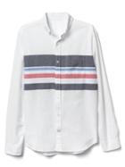 Gap Men Oxford Chest Stripe Slim Fit Shirt - White
