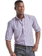 Gap Men Indigo Twill Stripe Standard Fit Shirt - Navy