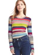 Gap Women Crazy Stripe Merino Wool Blend Ribbed Sweater - Crazy Stripe