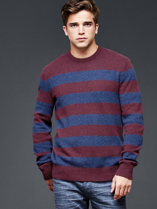 Gap Men Lambswool Stripe Crew Sweater - Red Stripe
