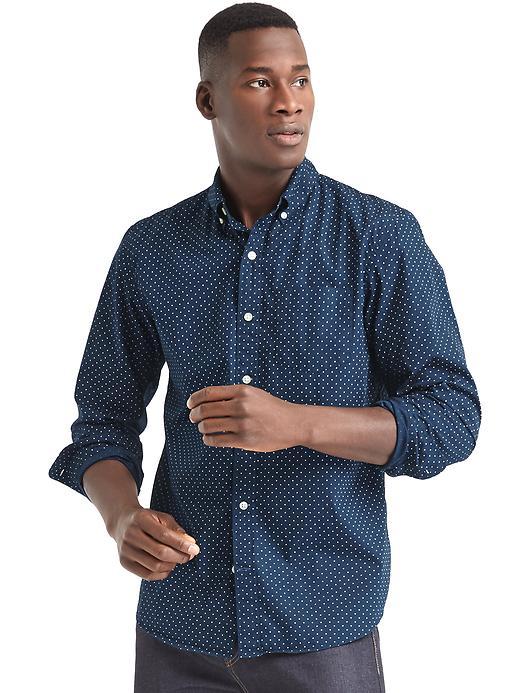 Gap Men True Wash Dot Standard Fit Shirt - Tapestry Navy