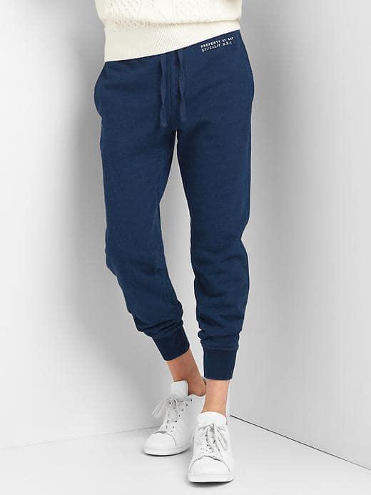 Gap Men French Terry Logo Joggers - Dark Indigo