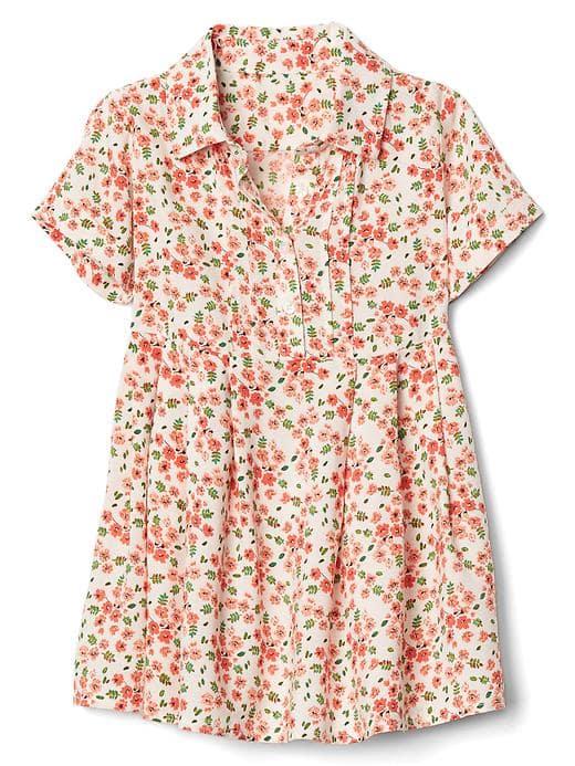 Gap Floral Short Sleeve Shirtdress - Pink Flower Flake