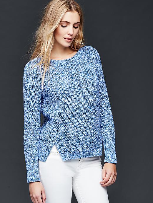 Gap Marled High Slits Sweater - Imperial Blue