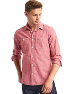 Gap Men 1969 Icon Worker Chambray Shirt - Red