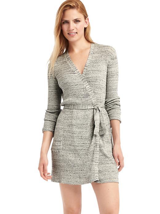 Gap Women Pure Body Ribbed Wrap Sweater - Marled Grey Heather