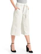 Gap Women High Rise Tie Belt Denim Culottes - Chalk