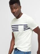 Gap Men Stripe Pocket Short Sleeve Tee - White