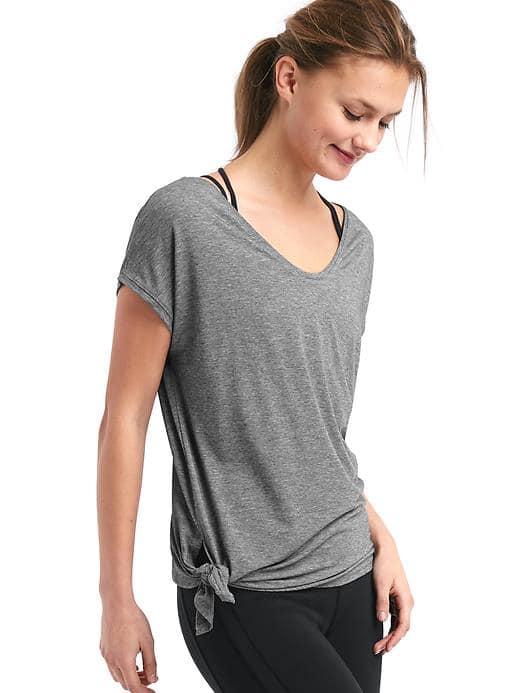 Gap Women Gapfit Breathe Side Tie Tee - New Heather Grey