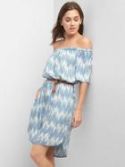 Gap Women Off Shoulder Dress - Light Blue