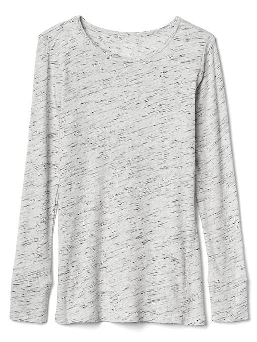 Gap Women Long Sleeve Crewneck Feather Tee - New Heather Grey