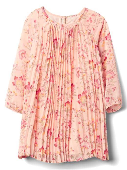 Gap Floral Long Sleeve Pleat Dress - Pink Floral
