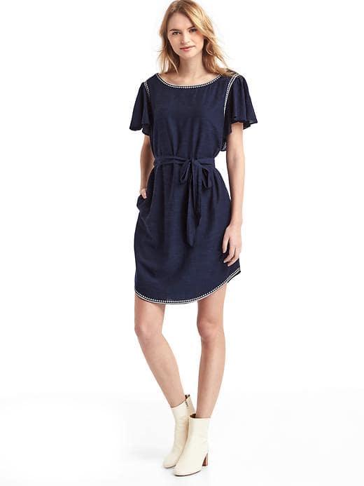 Gap Women Embroidery Flutter Dress - Dark Night