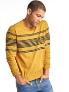 Gap Men Chest Stripe Crew Sweater - Yellow Stripe