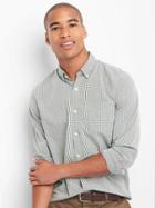 Gap Men Poplin Plaid Slim Fit Shirt - Desert Cactus