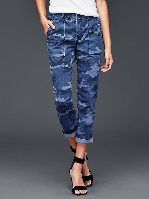 Gap Women Boyfriend Camo Utility Chino - Blue Camo