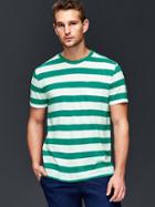 Gap Men Vintage Wash Rugby Stripe T Shirt - Green Stripe