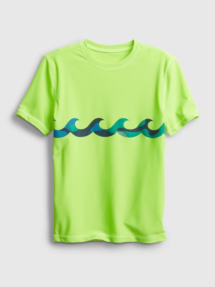 Kids Recycled Camo Wave Graphic Swim Rash Guard